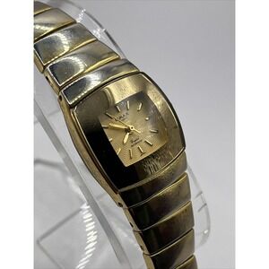 Omax Womans Gold Tone Dial Link Bracelet Band Quartz Watch‎ 7.5"-  New Battery